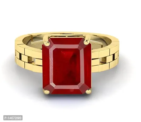 RRVGEM Ruby RING Gemstone Gold Plated Ring Adjustable Ring 5.50 Ratti Natural manik Adjustable