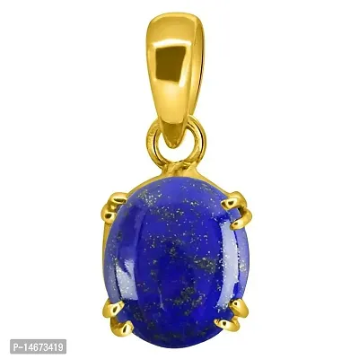 RRVGEM Lapis Lazuli Lazwart Gemstone Weight 2.50 Ratti Lapis Lazuli Gold Plated Pendant/Locket Certified Natural Loose Lajwart for Men  Women By Lab - Certified