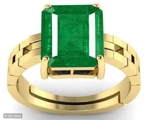 Emerald Stone Ring 5.00 Carat 5.25 RATTI Natural Emerald Ring Gold Plated Adjustable Ring Astrological Gemstone EMERALD RING for Men and Women