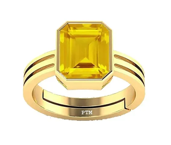 RING (7.00 carat)Pukhraj Gemstone Plated Ring Sapphire/Pukhraj Panchdhatu Ring For Mens/Womens