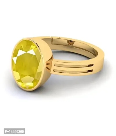 LMDPRAJAPATIS 9.25 Ratti Untreatet A+ Quality Natural Yellow Sapphire  Pukhraj Gemstone Gold Plated Ring for Women's and Men's (Lab Certified) :  Amazon.in: Fashion