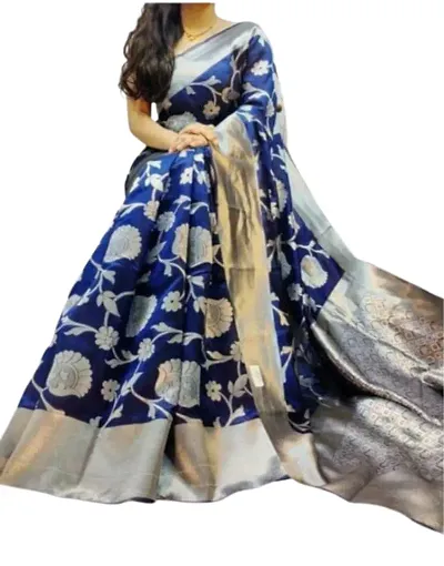 THE STYLE TRADER Women's Banarsi Soft Silk Beautiful Saree With Blouse Piece