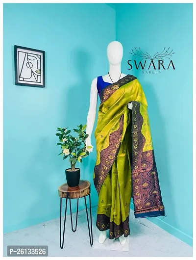 Elegant Soft Silk Self Pattern Women Saree with Blouse Piece