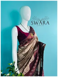 Elegant Soft Silk Self Pattern Women Saree with Blouse Piece-thumb1