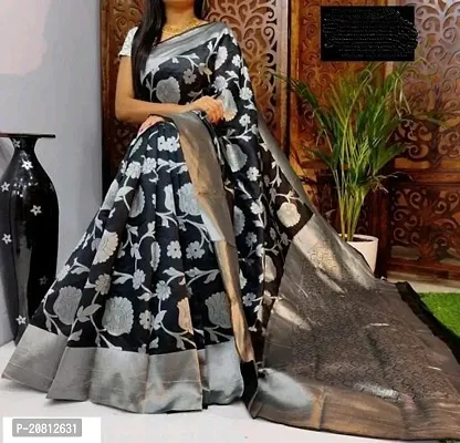 Stylish Banarasi Silk Saree With Blouse Piece For Women-thumb0