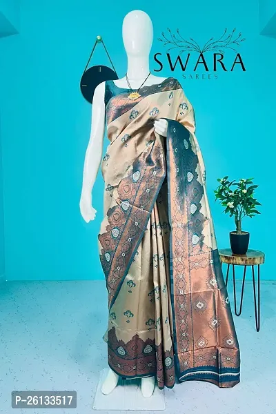 Elegant Soft Silk Self Pattern Women Saree with Blouse Piece