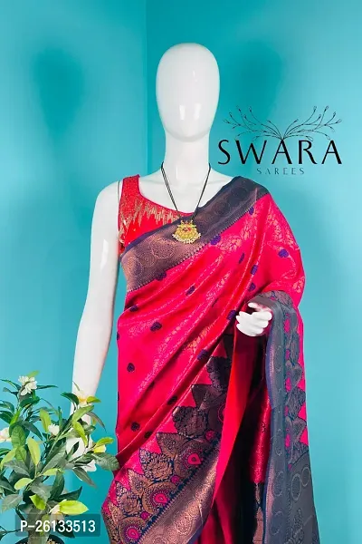 Elegant Soft Silk Self Pattern Women Saree with Blouse Piece-thumb2