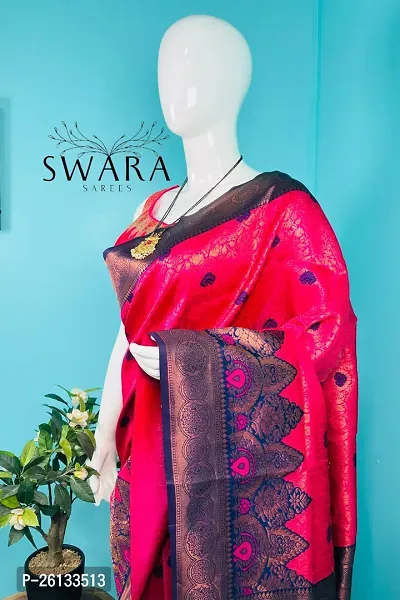 Elegant Soft Silk Self Pattern Women Saree with Blouse Piece-thumb4