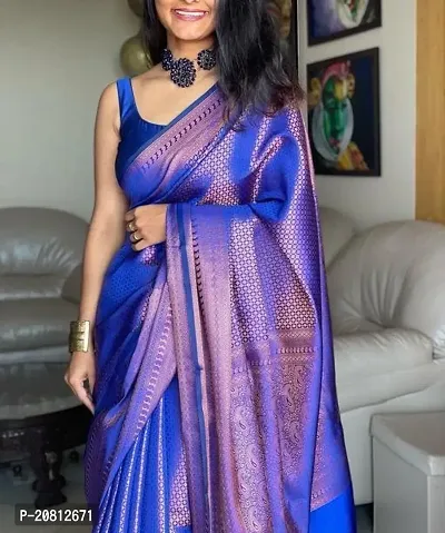 Stylish Banarasi Silk Saree With Blouse Piece For Women