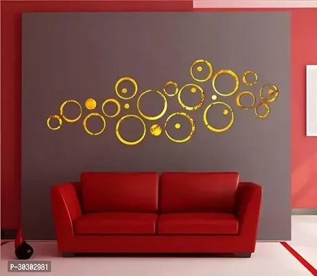 51 cm 27 golden ring and dots 3D Mirror Wall Stickers Decorative Acrylic Stickers