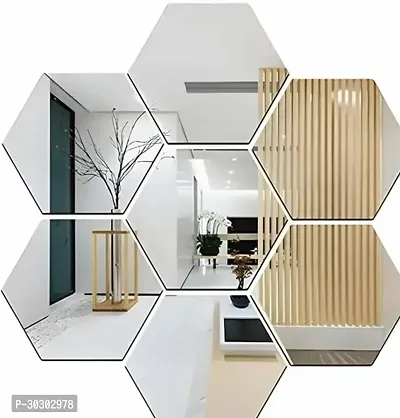 12 cm Hexagon 7 Hexagon mirror stickers for wall acrylic Self Adhesive Sticker