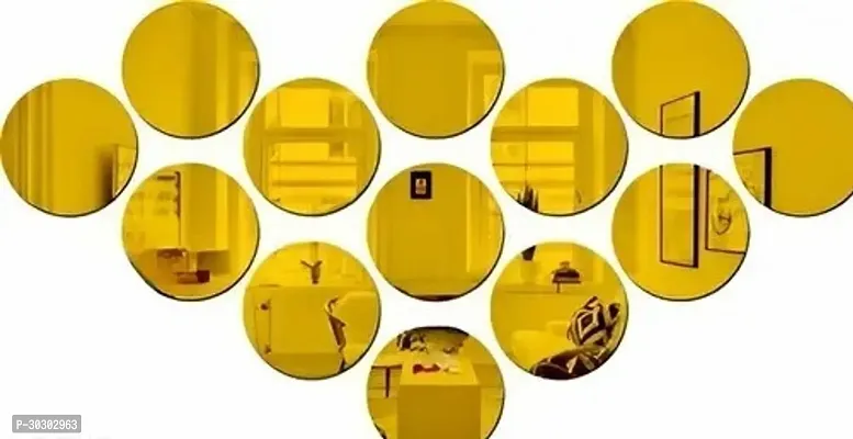 100 cm 13 circle golden  3D acrylic Decorative mirror wall stickers Self Adhesive Sticker