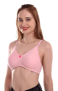 Premium Non Padded Double Layered Seamless Women's Stylish T-Shirt Bras Combo of 3 ( Red,Purple  Pink))-thumb3