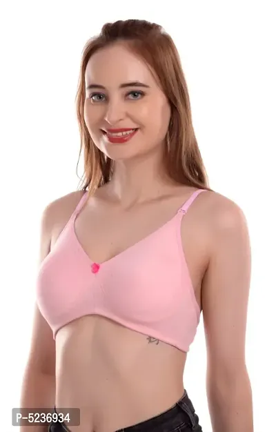 Premium Non Padded Double Layered Seamless Women's Stylish T-Shirt Bras Combo of 3 ( Red,Purple  Pink))-thumb4