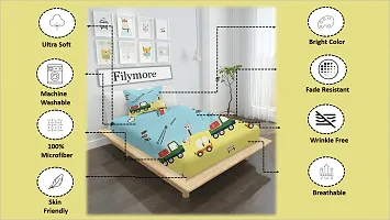 Unicorn Single Bedsheet For Kids Cute Cartoon Bedsheet For Kids Girls Room Single Bedspread Made With Microfiber (Size 60 X 90 Inches) 1 Bedsheet With Pillow Cover (Color-Multicolour)-thumb1