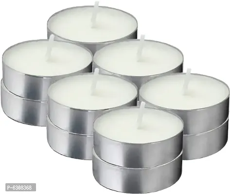 White Colored Wax Tealight Candles (Set of 10, Lavender scented)