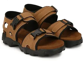 Men's Comfortable Tan Synthetic Leather Sandals-thumb2