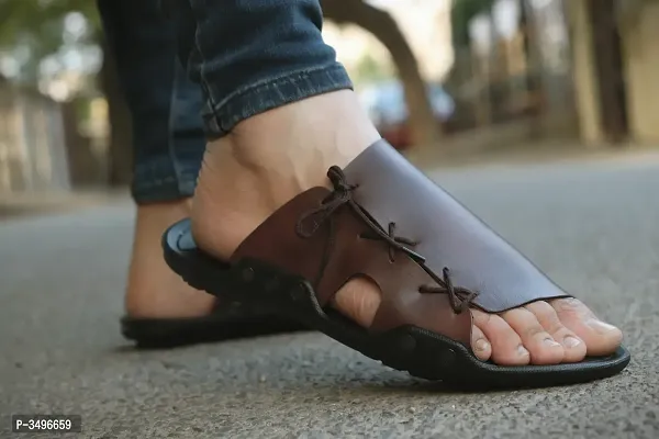 Men's Brown Synthetic Solid Comfort Sandals-thumb0