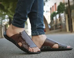 Men's Brown Synthetic Solid Comfort Sandals-thumb2