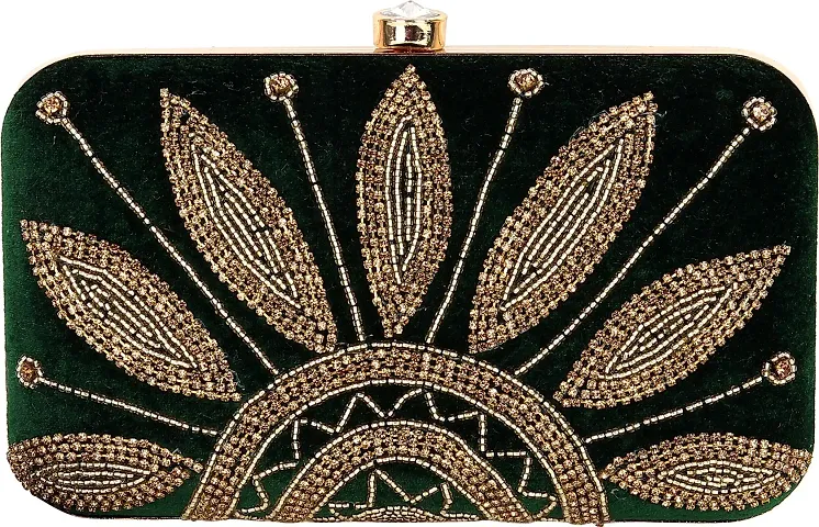 Stylish Velvet Embroidered Clutch