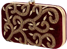 Flawo Party Formal Casual Maroon  Clutch-thumb2