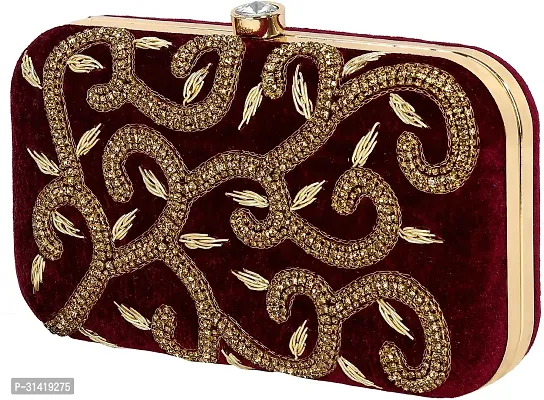 Flawo Party Formal Casual Maroon  Clutch-thumb3