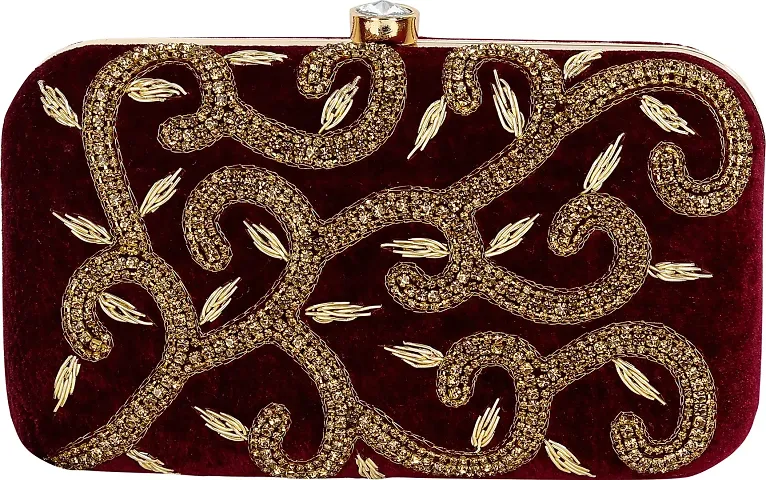 Stylish Synthetic Embroidered Clutch