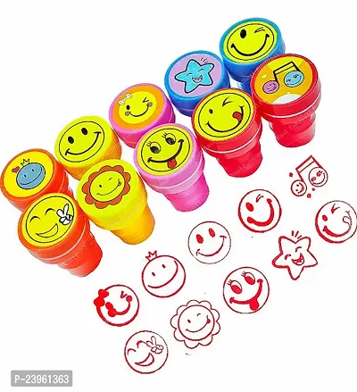 Emoji Stamp with Smile Design Face Stamp Toy for Kids Pack of 10-thumb0