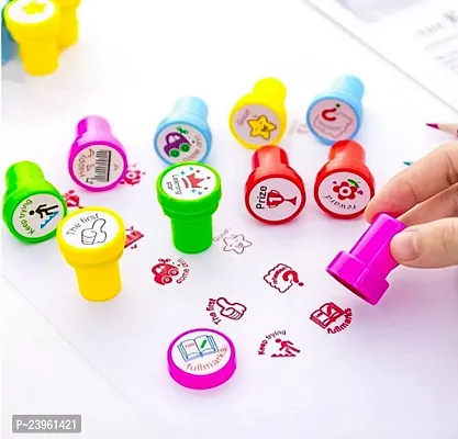 Emoji Stamp with Smile Design Face Stamp Toy for Kids Pack of 10-thumb0