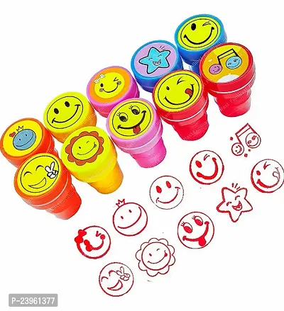 Emoji Stamp with Smile Design Face Stamp Toy for Kids Pack of 10-thumb0