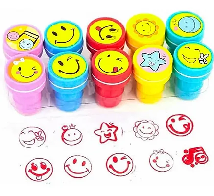 Emoji Stamp with Smile Design Face Stamp Toy for Kids Pack of 10
