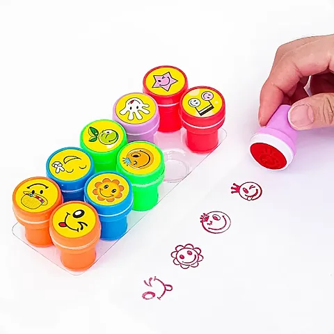 Emoji Stamp with Smile Design Face Stamp Toy for Kids Pack of 10