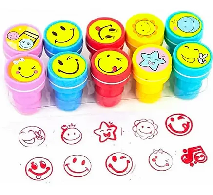 Emoji Stamp with Smile Design Face Stamp Toy for Kids Pack of 10