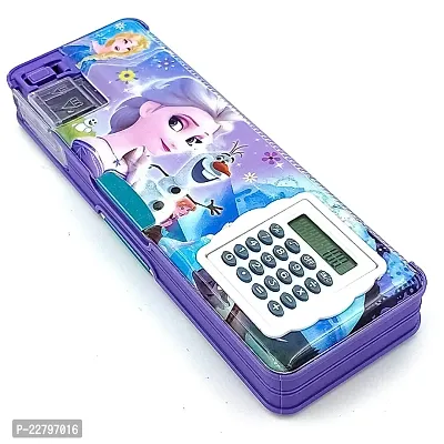 RZA Magnetic Pencil Box with Calculator   Dual Sharpener for Kids for School Frozen Big Size Cartoon Printed Pencil Case for Kids Unicorn  Barbie by Habbib ( Frozen ) Plastic  Pack of 1-thumb0