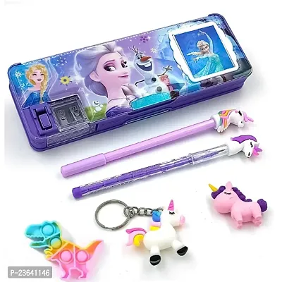 Frozen Magnetic Pencil Box With Combo 5 Items 1 Pen 1 Pencil 1 Pop 1 Eraser 1 Key Chain ( SpiderMan ) Pack of 6