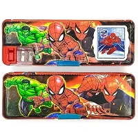 Rza Spider Man Magnetic Pencil Box With Combo 5 Items 1 Pen 1 Pencil 1 Eraser 1 Key Chain ( SpiderMan ) Pack of 5-thumb2