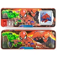 Rza Spider Man Magnetic Pencil Box with Calculator  Dual Sharpener for Kids for School, SpiderMan Big Size Carto Pack of 1-thumb2