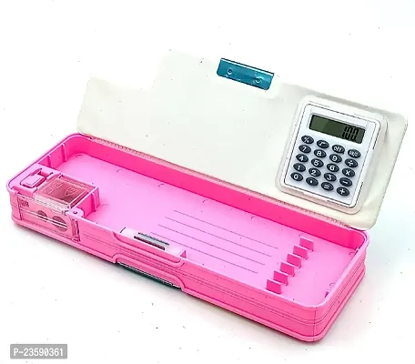 2023 Magnetic Pencil Box with Calculator  Dual Sharpener for Kids for School, Barbie Big Size Carto Pack of 1-thumb4