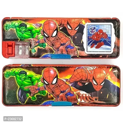 Rza Spider Man Magnetic Pencil Box With Combo 5 Items 1 Pen 1 Pencil 1 Eraser 1 Key Chain ( SpiderMan ) Pack of 5-thumb5