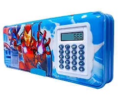 Rza Avengers Magnetic Pencil Box with Calculator  Dual Sharpener for Kids for School, Avengers Big Size Carto Pack of 1-thumb3
