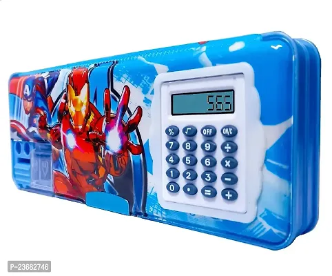 Rza Avengers Magnetic Pencil Box with Calculator  Dual Sharpener for Kids for School, Avengers Big Size Carto Pack of 1-thumb4