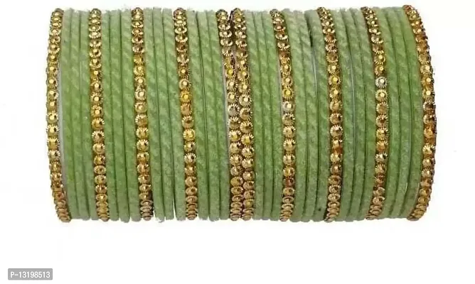 GLASS EMPIRE GLASS VELVET BANGLES SET (PACK OF 34) (2.4, C-GREEN)-thumb0