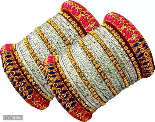 GLASS BANGLES SET ZARI & MOTA KADA MULTI (PACK OF 38) (2.4, WHITE)-thumb3