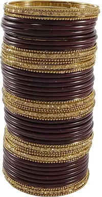 Glass empire Glass & metal Anju Bangle Set For Women & Girls (Pack Of 48) (2.8, Brown)-thumb2