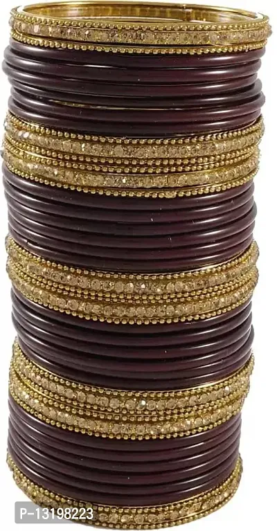 Glass empire Glass & metal Anju Bangle Set For Women & Girls (Pack Of 48) (2.8, Brown)-thumb3