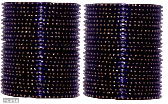 GLASS EMPIRE ZARI WORK OF GLASS BANGLES SET FOR WOMEN (PACK OF 48) (2.4, NAVY-BLUE)-thumb0