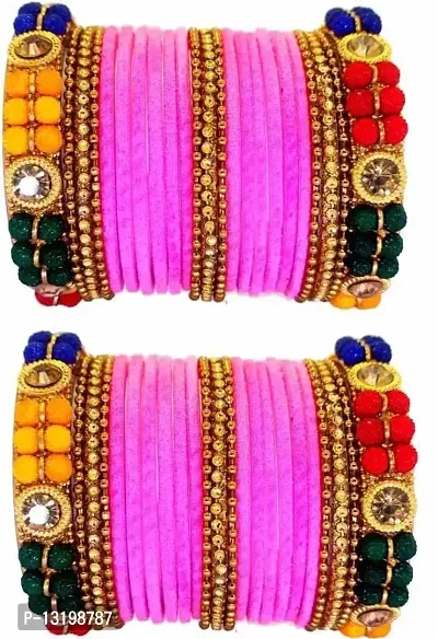 GLASS EMPIRE GLASS BANGLES SET FOR WOMEN OR GIRLS (PACK OF 46) (2.8, PINK)-thumb0