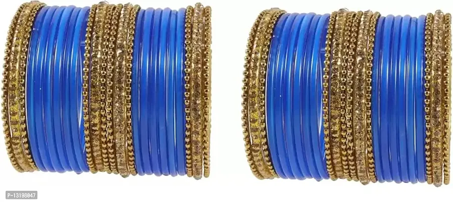 Glass empire Glass & metal Anju Bangle Set For Women & Girls (Pack Of 48) (2.6, Sky-Blue)-thumb2