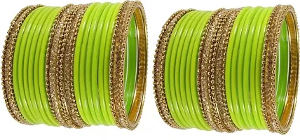 Glass empire Glass & metal Anju Bangle Set For Women & Girls (Pack Of 48) (2.8, Lime)-thumb2