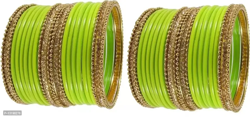 Glass empire Glass & metal Anju Bangle Set For Women & Girls (Pack Of 48) (2.8, Lime)-thumb3